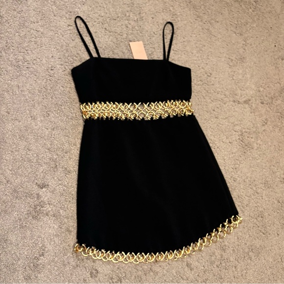 Alexis New Gaudy Golden Ring Cut Out Crepe Mini Dress Size L - Picture 6 of 16